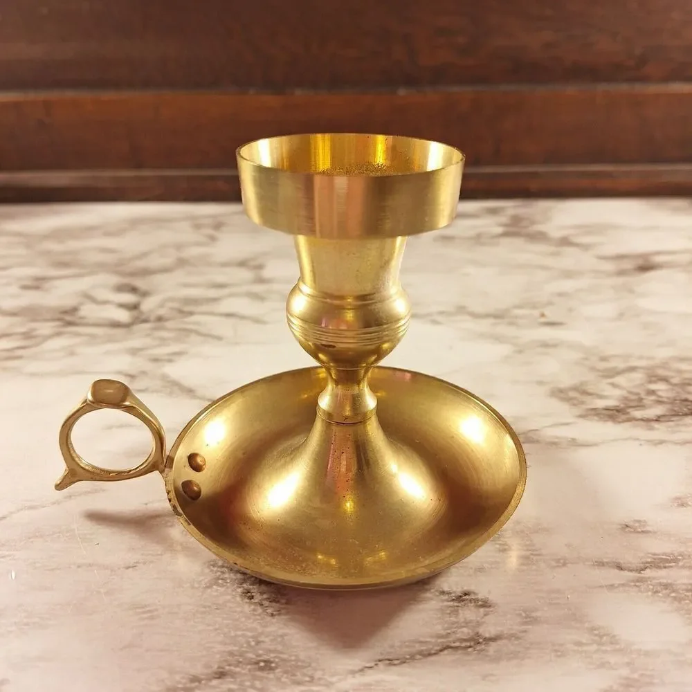Vintage Mid 20th Century Brass‎ Candle Holder 3.5